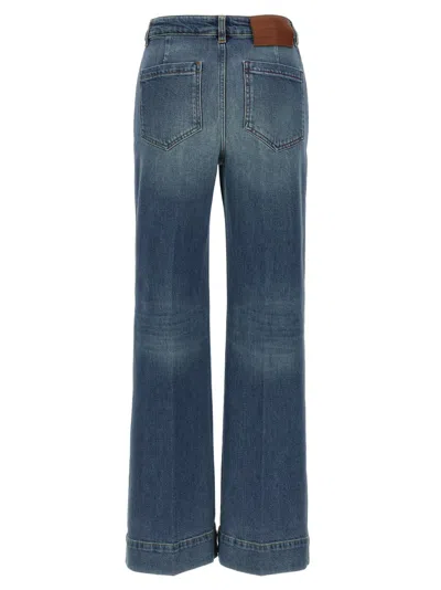 Victoria Beckham Alina Jean With Back And Front Pockets In Blue