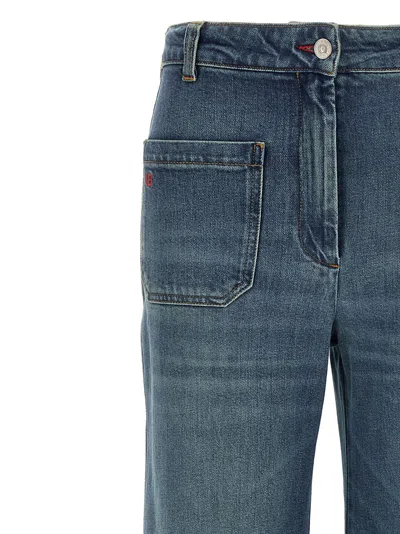 Victoria Beckham Alina Jean With Back And Front Pockets In Blue