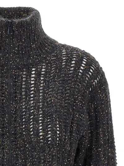 Brunello Cucinelli Rustic Dazzling Net Sweaters And Cardigans Gray