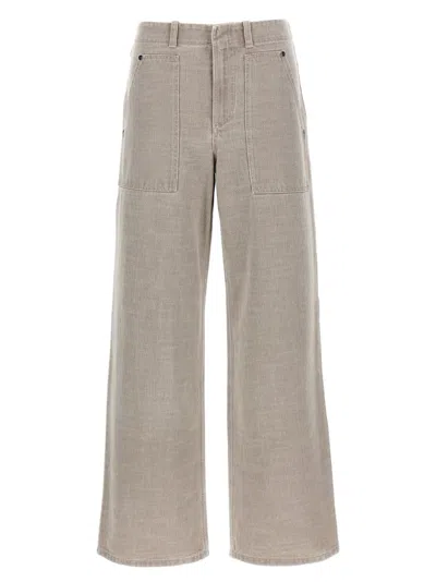 Fendi Wide Leg Denim Trousers With Multiple Pockets