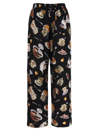 Moschino Pants Featuring Elastic Waistband Print In Black