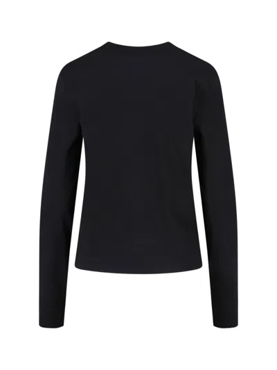 Anine Bing Ribbed Black Cotton Cardigan With Button Closure In Black