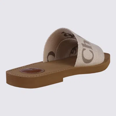 Chloé Blushy Beige Canvas Woody Flats