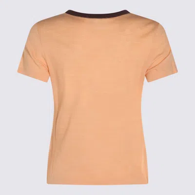 Chloé Multicolor Crewneck T-shirt With Maxi Graphic Print On The Front In Wool Blend Woman In Brown