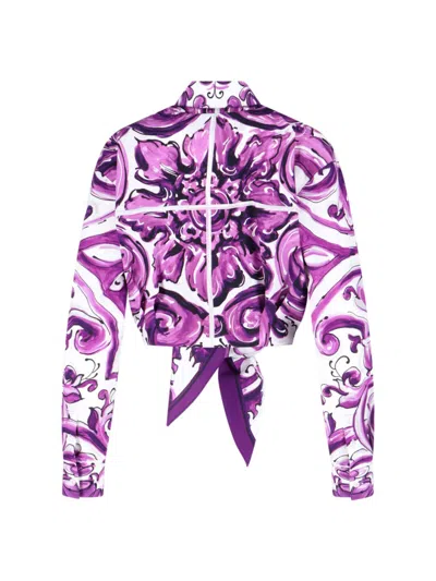 Dolce & Gabbana Maiolica Print Poplin Shirt Shirts Violet