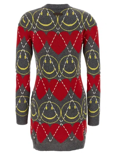 Moschino Wool Blend Mini Dress With Diamond-stitched Pattern