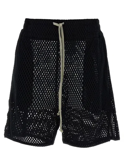 Rick Owens Perforated Cotton Bermuda Shorts In Black