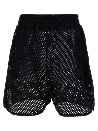 Rick Owens Perforated Cotton Bermuda Shorts In Black