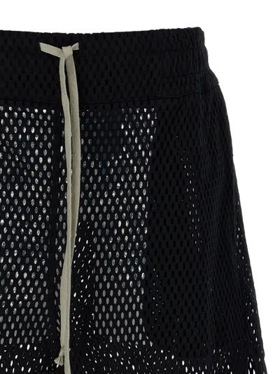 Rick Owens Perforated Cotton Bermuda Shorts In Black