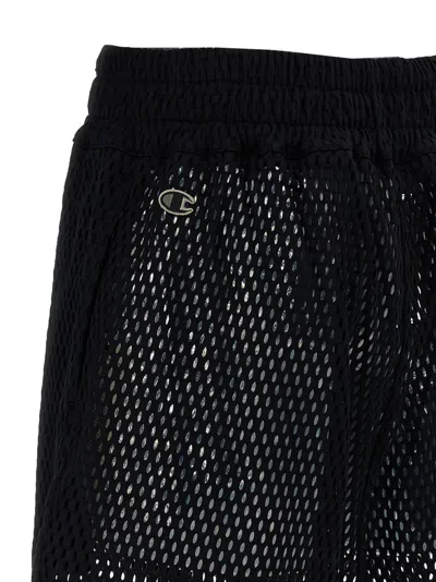 Rick Owens Perforated Cotton Bermuda Shorts In Black