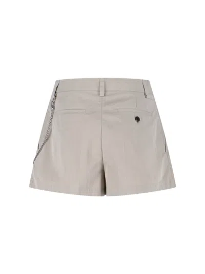 Alexander Wang Beige Tailored Shorts With Chain Detail In Gray