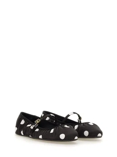Dolce & Gabbana Odette Polka-dot Satin Ballet Flats