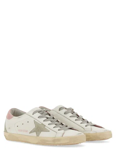 Golden Goose Super-star Sneakers In Nappa Leather With Suede Star And Pink Leather Heel Tab Shoes
