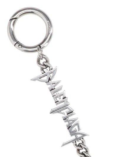 Balenciaga Shiny Keyring Metallic Finish Wallet