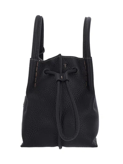Tod's Small Black Pebbled Leather Bucket Bag