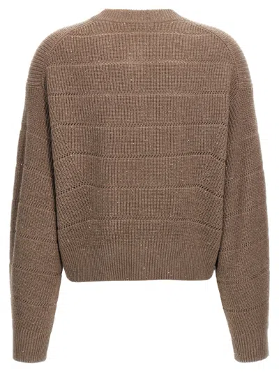 Brunello Cucinelli Rustic Dazzling Net Sweaters And Cardigans Brown