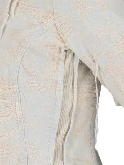 Diesel Layered Distressed Denim Shirt Jacket In Neutral