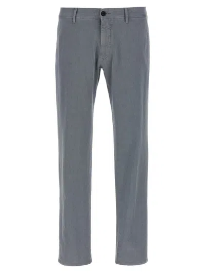 Incotex Cotton Twill Pants With Front And Back Pockets In Gray