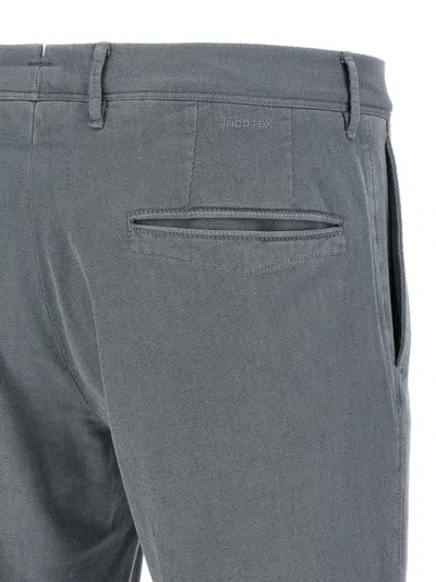 Incotex Cotton Twill Pants With Front And Back Pockets In Gray