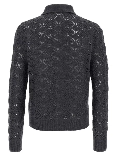 Jil Sander Openwork Wool Cardigan Sweaters And Cardigans Gray In Gray