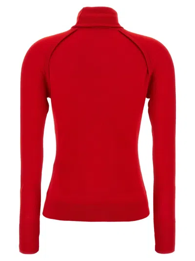 Victoria Beckham Turtleneck Raglan Long-sleeve Sweater In Red