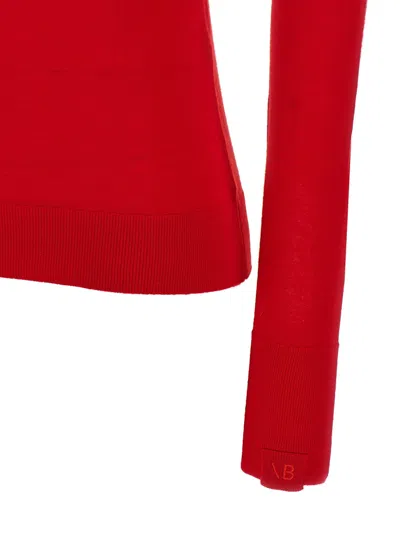 Victoria Beckham Turtleneck Raglan Long-sleeve Sweater In Red