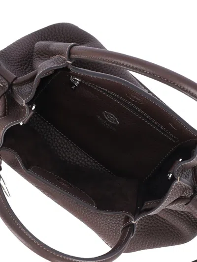 Tod's Brown Pebbled Leather Mini Bucket Bag