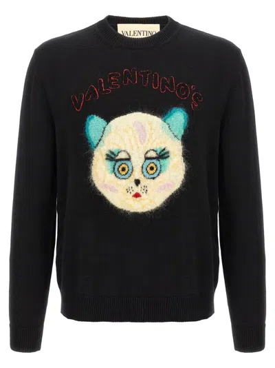 Valentino Garavani Sweater With Le Chat De La Maison Patch In Black