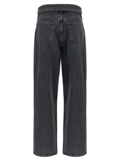 Agolde Blue Jeans With Front-fold Design And Logo Patch On The Rear In Black