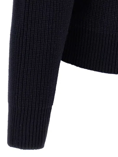Dsquared2 Blue Cardigan With Denim Panels And Striped Details On The Sleeve In Wool And Cashmere Man In Blue