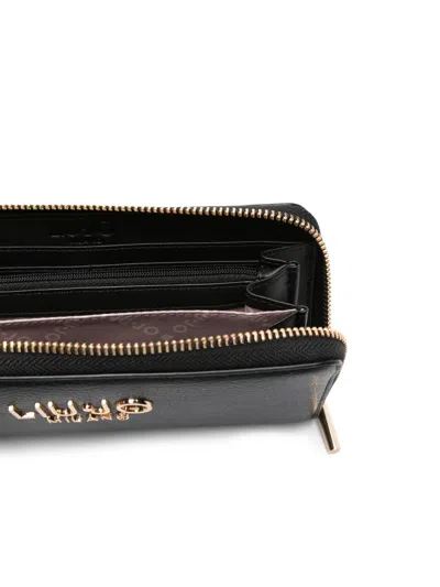 Liu •jo Logo Zip-around Wallet In Black