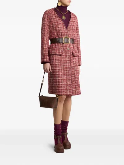 Etro Checked Cotton And Wool-blend Coat In Red