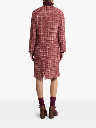 Etro Checked Cotton And Wool-blend Coat In Red