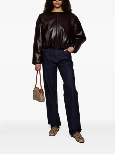 Magda Butrym Balloon-sleeve Bomber Jacket In Brown