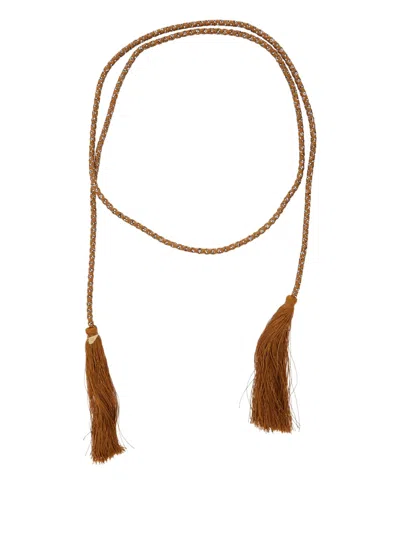 Forte Forte Tie-around Braided Tassel Belt In Brown