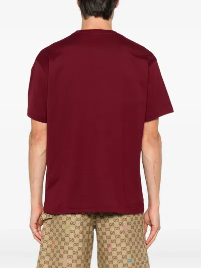 Gucci Burgundy Cotton Jersey Printed T-shirt In Red