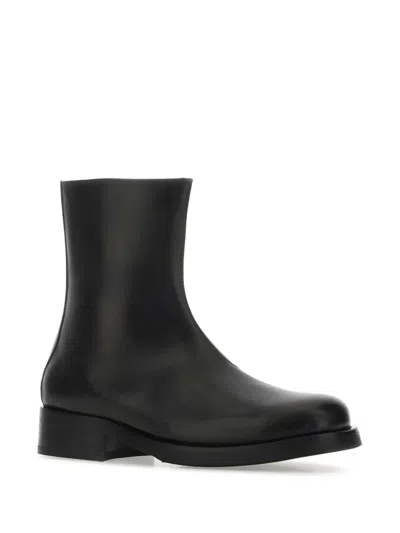 Our Legacy Ankle Boots With Smooth Leather Finish And Side Zipper In Black
