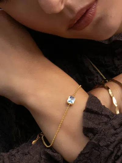 Dower & Hall Octagon Blue Topaz Chain Bracelet In Gold