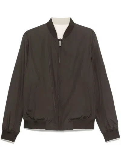 Canali Reversible Bomber Jacket In Brown