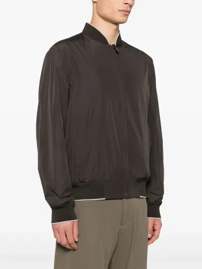 Canali Reversible Bomber Jacket In Brown