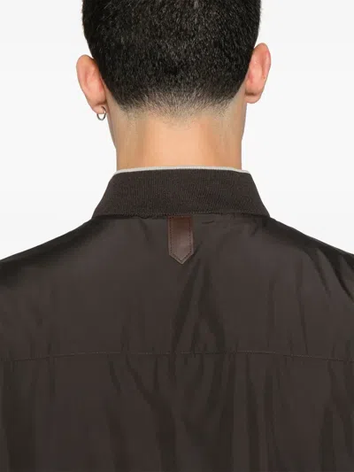 Canali Reversible Bomber Jacket In Brown