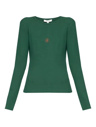 Jw Anderson Round Neck Long Sleeve T-shirt In Green