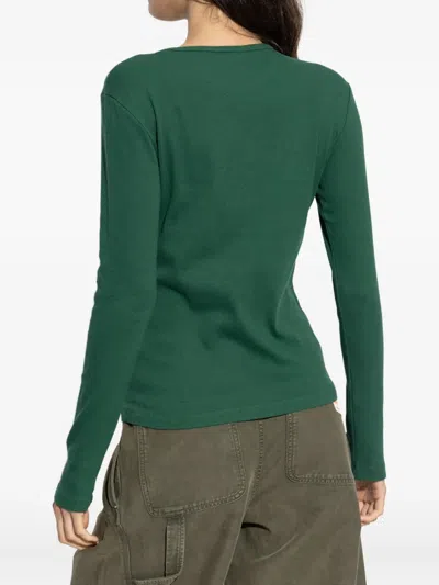 Jw Anderson Round Neck Long Sleeve T-shirt In Green