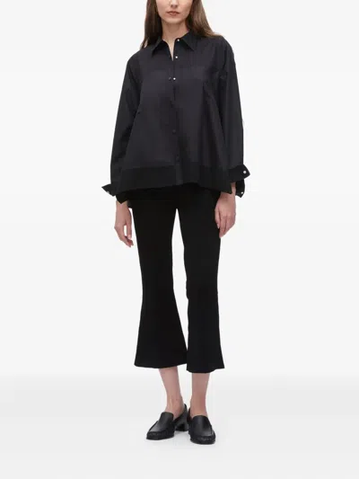 3.1 Phillip Lim Black Long Sleeve Flounce Hem Shirt In Black