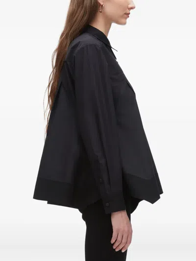 3.1 Phillip Lim Black Long Sleeve Flounce Hem Shirt In Black