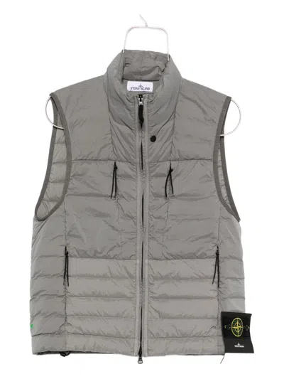 Stone Island Down Vest With Seamless Feather Tunnels And Anti-drop In Gray