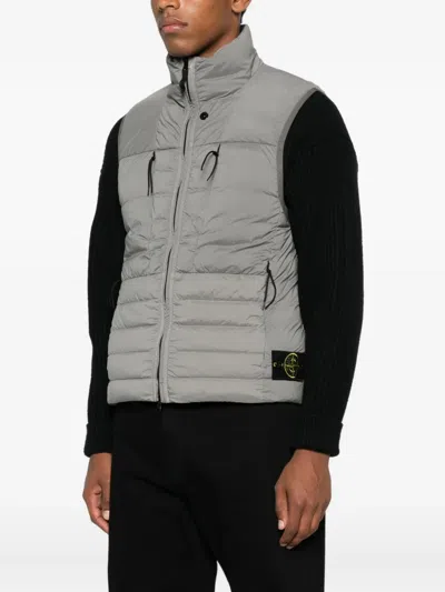 Stone Island Down Vest With Seamless Feather Tunnels And Anti-drop In Gray