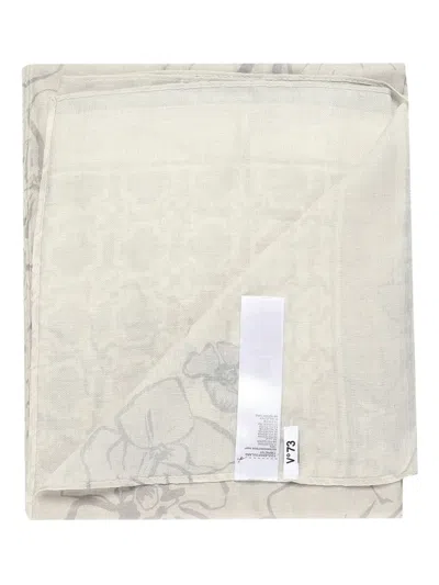 V73 Floral-print Scarf In Neutral
