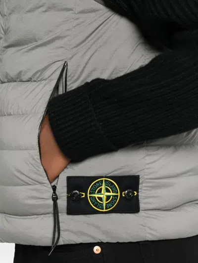 Stone Island Down Vest With Seamless Feather Tunnels And Anti-drop In Gray