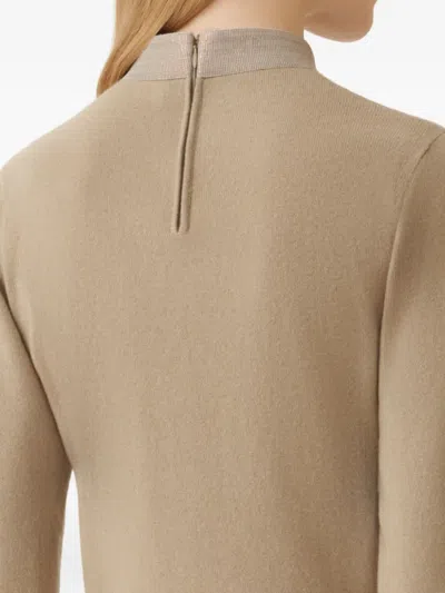 Fabiana Filippi High-neck Long-sleeve Dress In Brown